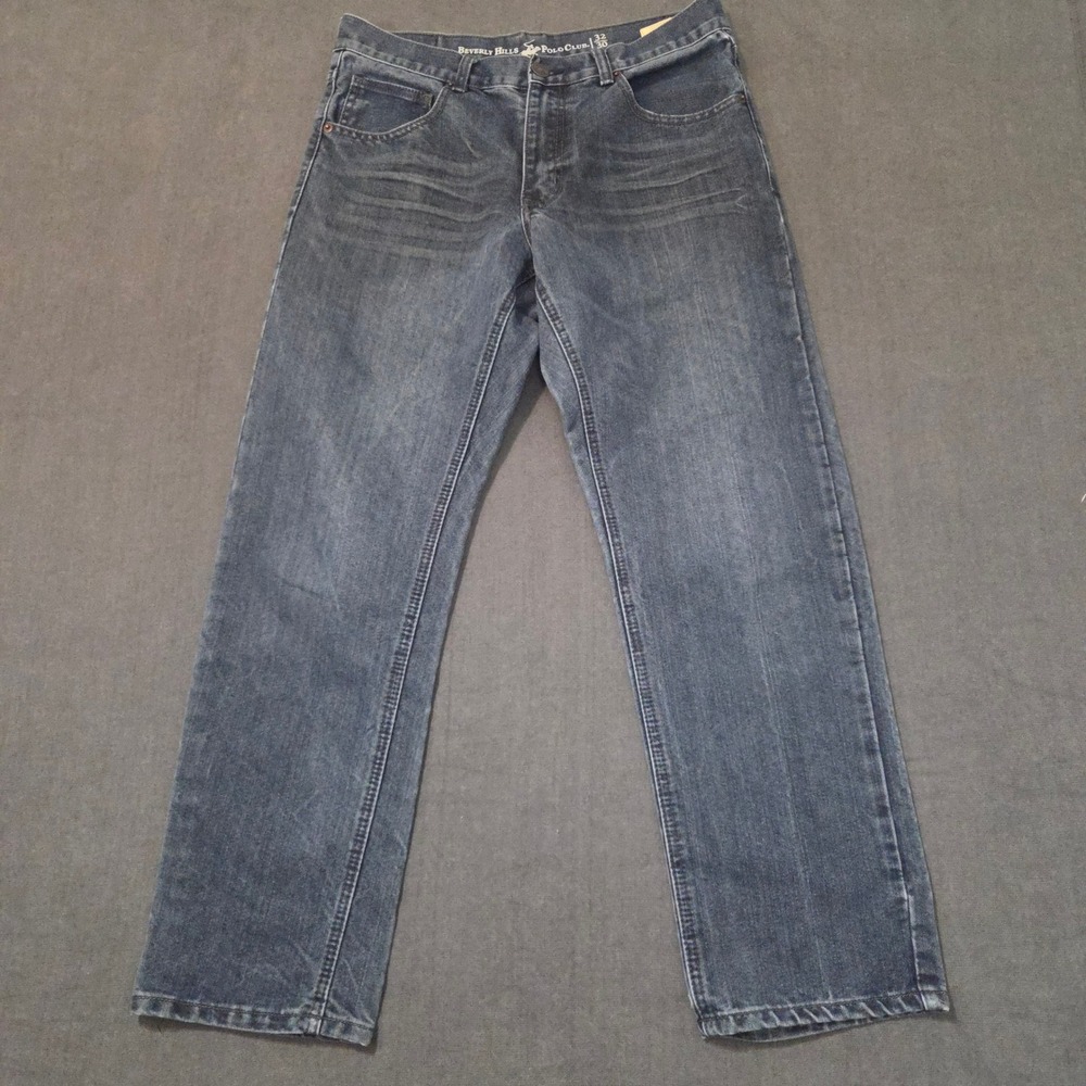 Beverly Hills Polo Club Jeans Mens 32x30 Blue Straight Leg Denim‎
